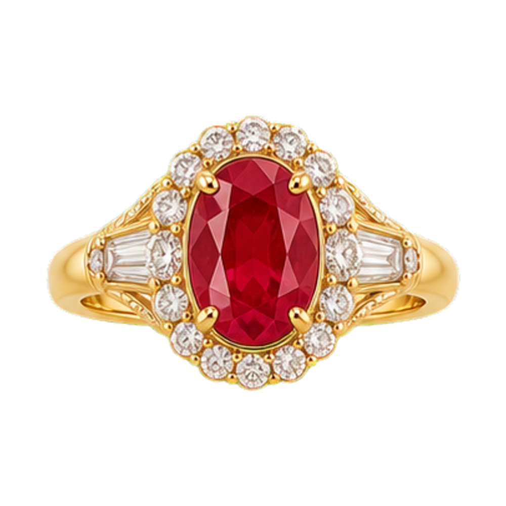 Ruby Stone Halo Ring gallery view 3